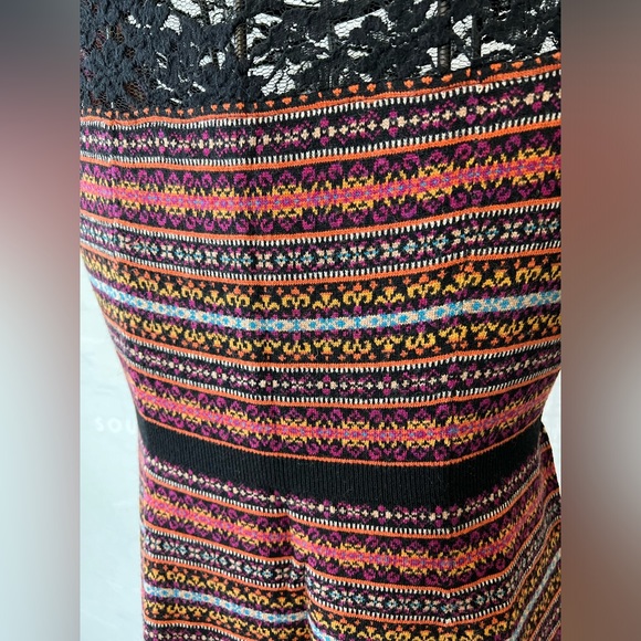 Anthropologie Sparrow Fair Isle Sweater Dress Lace Detail L - Picture 5 of 6